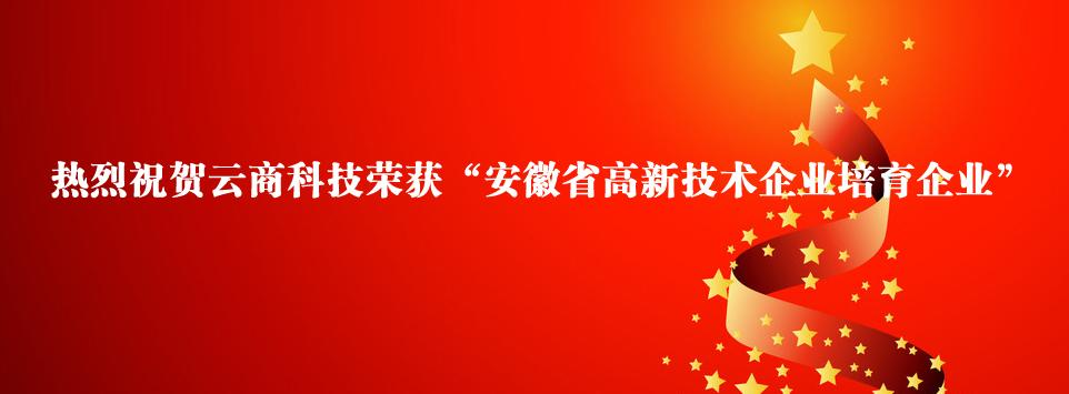 熱烈祝賀安徽云商信息科技有限公司榮獲安徽省高新技術(shù)培育企業(yè)